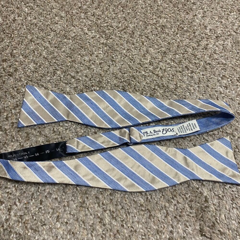 Jos. A. Bank Bow Tie Mens Reversible Linen Silk Blue Gold Preppy Formal Wedding